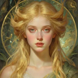perfectly feminine face!! full body portrait of young fairy goddess blessed by nature with ever - increasing physical mental perfection, blonde, symmetrical! intricate, sensual features, highly detailed, biblical divine holy perfection!! digital painting, artstation, concept art, smooth, sharp focus, illustration, art by artgerm and greg rutkowski and alphonse mucha