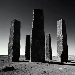cinematic wide shot of an large black monoliths standing on the moon, artwork by greg rutowski, n 4