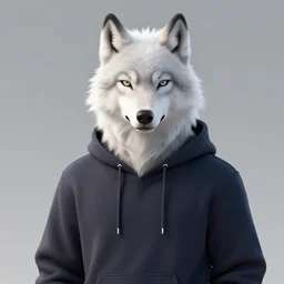 a beautiful portrait of a handsome male anthropomorph white wolf furry fursona wearing a hoodie. character design by cory loftis, fenghua zhong, ryohei hase, ismail inceoglu and ruan jia. artstation, volumetric light, detailed, photorealistic, rendered in octane