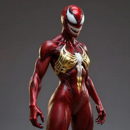 female red and gold venom, naturel, hyper detailed, digital art, trending in artstation, cinematic lighting, studio quality, smooth render, unreal engine 5 rendered, octane rendered, art style by klimt and nixeu and ian sprigger and wlop and krenz cushart
