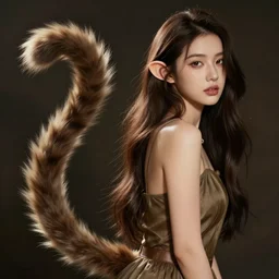 Girl with a monkey tail, human chimera, furry tail, tail on person