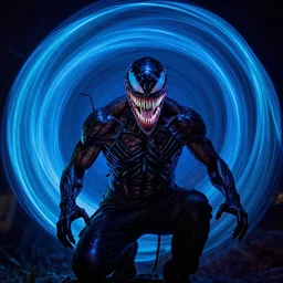 psychedelic shamanic spiritual art, bruce campbell is infected by venom, light painting