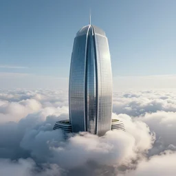 neofuturistic building skyscraper resting on clouds, highly detailed, trending on artstation, symbolism, surrealism, art