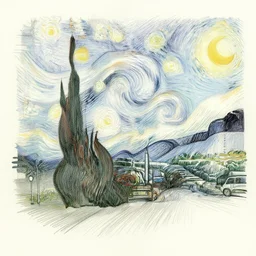 van gogh sketch of downtown miami