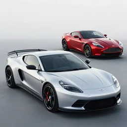 a sports car based on nissan, aston martin and chevy sports car body styles, nissan sports cars, chevy sports cars, acura sports cars, white and black paint, trending on artstation, unreal engine, realistic, studio lighting, by jotaautomotive, nancorocks and khyzylsaleem