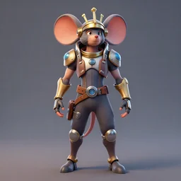 full body shot, hero pose of a realistic, stylized to fit fortnite aesthetics, a spacepunk mouse king portrait, ismail inceoglu, trending on artstation