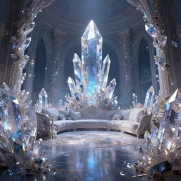 hyper realist matte digital painting of a room made of crystals, fantasy art, photo realistic, dynamic lighting, artstation, volumetric lighting