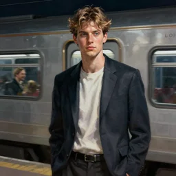 gigachad at the last train at night, extreme fine detail background, night, highly detailed, high quality, digital painting, hyperrealistic, by gaston bussiere, j. c. leyendecker, craig mullins