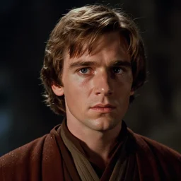 film still of young alec guiness as a jedi in new star wars movie, dramatic lighting, highley detailled face, kodak film