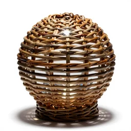 wicker crystal ball, professional product shot, isolated on a pure white background, centered, entire object in frame, sharp focus, soft studio lighting