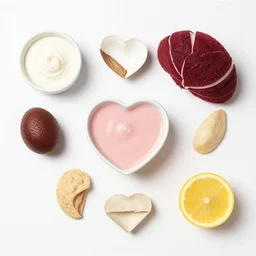 flat lay, knolling of the ingredients of a love potion, high quality studio photograph.