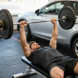 man bench pressing an entire car