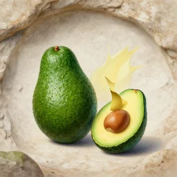 avocado being stolen, cave painting
