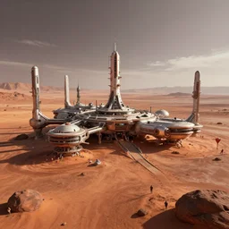 mars colony, concept art, digital art
