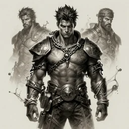 sylas, the shackled, from league of legends, riot games, splash art, concept art, intricate details, by victor maury, hunter gage, oussama agazzoum and sunny kindlejack pandita