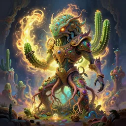 creature sushi roots cactus elemental flush of force nature micro world fluo light deepdream a wild amazing steampunk baroque ancient alien creature, intricate detail, colorful digital painting radiating a glowing aura global illumination ray tracing