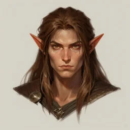 fantasy wood elf assassin, head and shoulder portrait, brown hair, D&D, Pathfinder, Digital Art, D&D Character Commission, Trending on Artstation
