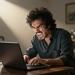 angry bob ross screaming at laptop