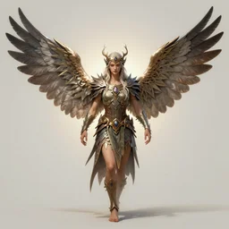 Stylized digital art of a male fairy druid with hawk wings, D&D Art, detailed, rim light, diffused, intricate