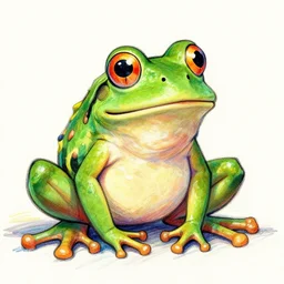a flamboyant whimsical frog, colorful sketch