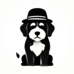 a bernedoodle wearing a hat stylized icon trending high definition contrast