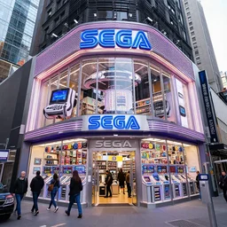 a big sega genesis shop in times square