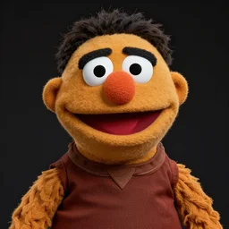 portrait of muppet puppet skin cloth danny devito as a muppet puppet in sesame street drinking a glass of orange juice, dlsr photo, studio lighting, sigma lens, rim light, fur