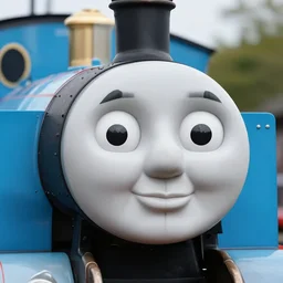 extremely zoomed - in photo of thomas the tank engine's face