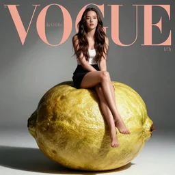 vogue magazine, elle magazine, anime korean natalie portman, sitting on large fruit peach, ilya kuvshinov, greg rutkowski, john singer sargent, anime, trending on artstation, intricate