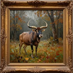 🦛🌧🍂, oil painting, ornate wood frame, matte painting, insanely detailed, cinematic, illustration, rule of thirds, photorealistic