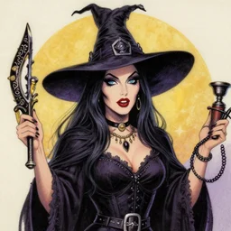 detailed artwork for dark witch, 1 9 8 0 s