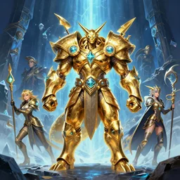 gold boss of monster hunter world iceborn worldboss guild raid digital painting bioluminance alena aenami artworks in 4 k design by lois van baarle by sung choi by john kirby and artgerm style pascal blanche and magali villeneuve