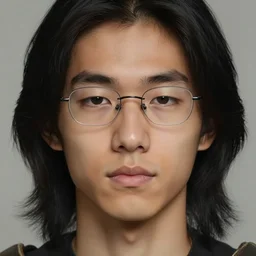 a light brown - skinned young man with shoulder - length black hair, small sleepy brown eyes with thin eyeglasses, thin eyebrows, small delicate nose, prominent cheekbones, small thin mouth, round face and long neck as a dnd knight, closeup portrait by gaston bussiere, j. c. leyendecker, craig mullins, symmetry!!, realistic face