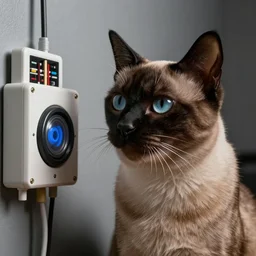 a cat mixed with a Belgian Blue,  very detailed, ultrarealistic, dramatic lighting, electrical details, high details, 4k, 8k, best, accurate,  trending on artstation, fur, groom, k9, photorealism, ultrarealistic, octane render, ray tracing, mental ray, catdog, unreal engine 5