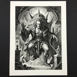 lithography on paper secret villain layer dungeon conceptual figurative post - morden monumental dynamic portrait by goya and escher and hogarth, illusion surreal art, highly conceptual figurative art, intricate detailed illustration, controversial poster art, polish poster art, geometrical drawings, no blur