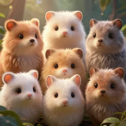 highly detailed closeup portrait of cute fluffy animals, unreal engine, nicoletta ceccoli, mark ryden, earl norem, lostfish, global illumination, god rays, detailed and intricate environment