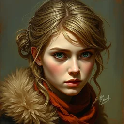 portrait of arya stark. art by gaston bussiere.