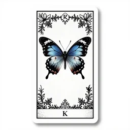 butterfly gothic tarot card, symbolic, symmetrical, white background, 4 k,