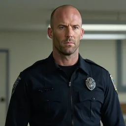 film still of jason statham as cop in diehard movie, cinematic screen, middle shot