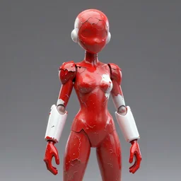 stunning person completely made out of chipped red paint and white glossy plastic, greg rutkowski, trending on artstation, rule of thirds, 4 k, character design