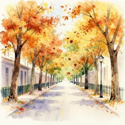 avenue autumn watercolor pen light color on artstation