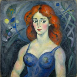a beautiful woman, auburn hair, by robert delaunay endless rhythm
