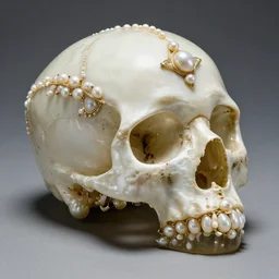 ornate pearl and glass skull by William Adolphe Bouguereau