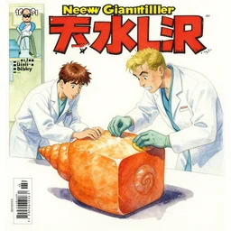 watercolor painting of cubed shaped mollusk in orange recieving medical attention in new giantkiller 1 9 9 9 comic cover by simon bisley, dan brereton flash baked at 6 0 0 f