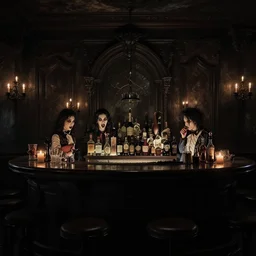 bar during nighttime, dark, gothic,