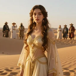 golden hour, epic proportion, beautifull hyper realistic princess jasmine in a desert, gorgeous lighting by kim jung giu weta studio, elvgren, mucha, bautista and norman rockwell and greg rutkowski and tom bagshaw and james gurney and lucasfilm,