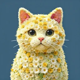 cat made out of flower digital art