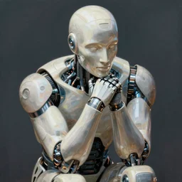 the thinker as an i robot, torso portrait, intricate, elegant, volumetric lighting, scenery, digital painting, highly detailed, artstation, sharp focus, illustration, concept art, luis rollo, ruan jia, steve mccurry, john berkey