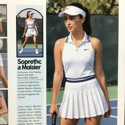 a beautiful woman in tennis wear, a 1 9 9 0 magazine page