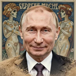 portrait of vladimir putin as death from sandman, gentle smile, by cedric peyravernay, alphonse mucha, by jeremy mann, by lecouffe deharme, goth chic, soft lightning, eyeliner, punk rock, high detailed, 8 k